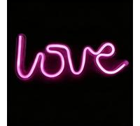 Pink Love Neon Sign, Wall Hanging LED Neon Light for Bedroom Decor, USB & Battery Powered, Romantic Night Light for Wedding, Party, Girls Room, Home Decoration