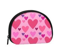 Pink Love Shape, Women's Storage Bag Shell Makeup Bag Small Coin Purse Shell Change Pouch