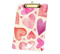 Pink Love Star Acrylic Clipboard with Gold Low Profile Clip Clipboard A4 Decor Office Stationery Gift Clip Boards for Teacher Nurses Woman Men Teens Birthdays Valentins Easter