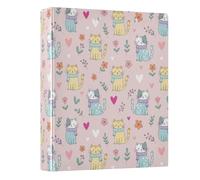 Pink Lovely Cat Floral 3 Ring Binder 1.5 Inch Round Ring Binder View Binder Holds 200 Documents for Home School Office Use