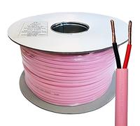 Pink Low Smoke (LSZH/LSHF), Double Insulated Speaker Cable Reel - 16AWG 1.5mm², PURE COPPER 100V Flex Audio Wire For Speakers & Amplifiers/Amp (100m Speaker Cable)
