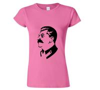 (Pink, M) Joseph Stalin Soviet Union Russian USSR Socialist Ladies Women T Shirt Tee Top