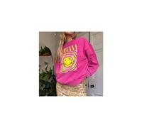 (Pink, M) Nirvana Smiley Face Crewneck Sweatshirt Heliconia Color Nirvana Sweatshirt