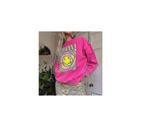 (Pink, M) Nirvana Smiley Face Crewneck Sweatshirt Heliconia Color Nirvana Sweatshirt Gift