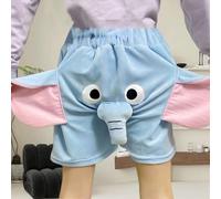 (Pink, M) Pyjama Shorts 3d Ears Trunk Cartoon Lovely Elephant Loose Casual Plush Sleepwear Summer Men Women Shot Pants Home Wear
