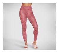(Pink, M) Skechers Performance Go Sculpt HW Leopard Legging Polyester Women's Pink Sports Leggings