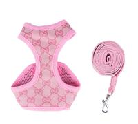 (pink, M (suitable for 5-8 catties)) Pet chest harness anti-strangle dog leash set dog walking rope cat adjustable dog chest harness