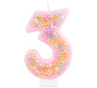 Pink Macaron 3 Birthday Candles for Girls, Rainbow Pastel Macaron Number 3 Candle for Cake, Colorful Cake Topper 3rd Birthday Decorations Girl, Sweet Themed Birthday Wedding Party Decoration