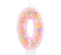 Pink Macaron Birthday Candles for Girls, Rainbow Pastel Macaron Number 0 Candle for Cake, Colorful Cake Topper Birthday Decorations Girl, Sweet Themed Birthday Wedding Party Decoration
