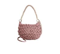 Pink Macramé Woven Shoulder Bag, Boho Open-Weave Knot Design, Available in UK One Size (Pink, One Size)