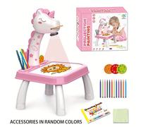 (Pink) Magical Unicorn Projection Painting Table - Erasable Doodle Board, Halloween, Christmas Gift
