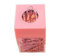 Pink Magnetic Paper Cilp Dispenser Holder Clear Acrylic Paper Clip Organizers with Magnetic Top for Desk Cute Office Binder Clip, Paper Clip Holders Office and School Supplies Office Products
