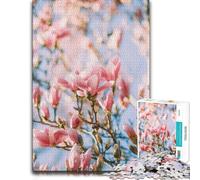 Pink Magnolia Blossoms in Spring Jigsaw Puzzle for Adults, 300 Pieces | Adult Jigsaw Puzzle - gift for adults who enjoy detailed hobbies with solo or shared puzzle time.