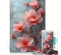 Pink Magnolias Marble 1000 Piece Jigsaw Puzzle for Teenagers Logic Toy Group Play Precision Cut Thoughtful Gift (38x52cm)