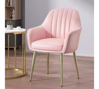 Pink Makeup Chair with Armrests Padded Faux Leather Metal Legs Ideal for Living Room and Desk Use Stylish Beauty Salon Furniture Comfortable Vanity Stool