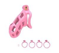 Pink Male Chastity Cage with 4 Size Adjustable Rings Breathable Airflow Holes Penis Lock Device for Adult Men Toys Pink XL