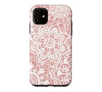 Pink Mandala Pattern White Henna Elegant Flower Design Case for iPhone 11