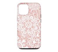 Pink Mandala Pattern White Henna Elegant Flower Design Case for iPhone 12/12 Pro