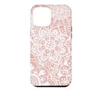Pink Mandala Pattern White Henna Elegant Flower Design Case for iPhone 12 Pro Max