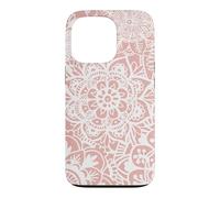 Pink Mandala Pattern White Henna Elegant Flower Design Case for iPhone 13 Pro