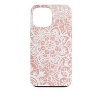 Pink Mandala Pattern White Henna Elegant Flower Design Case for iPhone 13 Pro Max