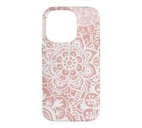 Pink Mandala Pattern White Henna Elegant Flower Design Case for iPhone 14 Pro
