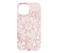 Pink Mandala Pattern White Henna Elegant Flower Design Case for iPhone 15