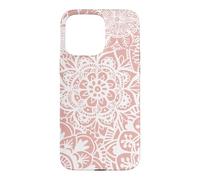 Pink Mandala Pattern White Henna Elegant Flower Design Case for iPhone 15 Pro Max