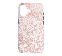 Pink Mandala Pattern White Henna Elegant Flower Design Case for iPhone 16