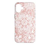 Pink Mandala Pattern White Henna Elegant Flower Design Case for iPhone 16 Plus