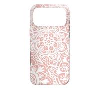 Pink Mandala Pattern White Henna Elegant Flower Design Case for iPhone 17 Pro Max