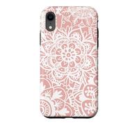 Pink Mandala Pattern White Henna Elegant Flower Design Case for iPhone XR