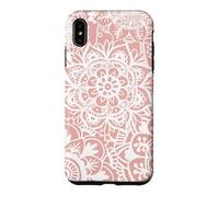Pink Mandala Pattern White Henna Elegant Flower Design Case for iPhone XS Max
