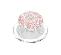 Pink Mandala Pattern White Henna Elegant Flower Design PopSockets PopGrip for MagSafe