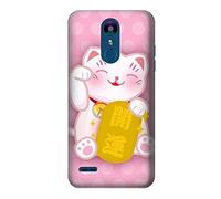 Pink Maneki Neko Lucky Cat Case Cover For LG K8 (2018), LG Aristo 2, LG Tribute Dynasty, LG Zone 4, LG Fortune 2, LG K8+, LG K9
