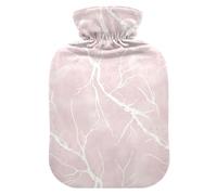 Pink Marble Hot Water Bottle with Velvet Cover Warm Water Heat Bottles for Menstrual Cramps Pain Relief Small