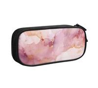 Pink Marble Pencil Case for Boys Girls Abstract Line Large Pen Bag Desk Stationery Organizer Pencil Pouch for School Office Zippered Makeup Bag