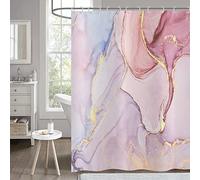 Pink Marble Shower Curtain 180x220, Hnmdmyi Abstract Rose Gold Purple Glitter Bathroom Curtains Modern Luxury Ombre Crystal Texture Ink Art Waterproof Polyester Fabric Washable Bath Curtain with Hooks