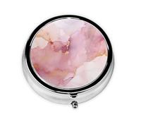 Pink Marble Small Pill Box 3 Compartment Portable Pill Box for Purse Pocket Abstract Line Mini Medicine Organiser for Daily Vitamin Fish Oil Storage