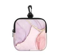Pink Marble, Square Zipper Storage Bag, Neoprene Coin Purse, Small Wallets, Change Pouch, Change Purse