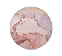 Pink Marble Stone Copper Metallic Faux Round Placemats for Dining Table Mats Set of 4, Washable Place Mats for Kitchen Table