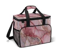 Pink Marble Stone Texture Camping Cooler Bag Insulated Beach Coolers Portable Leak Proof Bags with Shoulder Strap