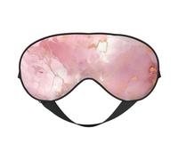 Pink Marble Texture Double-Sided Silk Sleep Mask, Adjustable Light Blocking Eye Mask for Travel, Men & Women, Soft Comfortable Blindfold 20x10cm