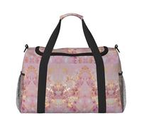 Pink Marble Texture Full Print Travel Duffle Bag with Adjustable Shoulder Strap,Large Capacity Twill Polyester Crossbody Bag for Gym,Weekend Trips Outdoor Activities
