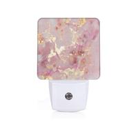 Pink Marble Texture Plug-in Led Night Light with Motion Sensor Dusk to Dawn Sensor Backlit Nightlight for Bedroom Bathroom