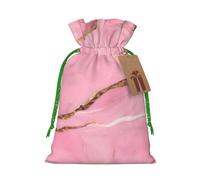 Pink Marble Texture Print Christmas Bag Drawstring Bags For Holiday Presents Xmas Sack Party Decor Gift