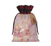 Pink Marble Texture Print Festive Christmas Drawstring Gift Bags For Xmas Decorative Present Wrapping Needs