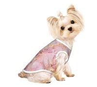 Pink Marble Texture Print Lightweight Dog Vest, Cat Sleeveless Shirt, Breathable Mesh Design for Summer Walking and Play