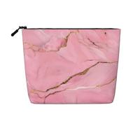 Pink Marble Texture Print Makeup Bag for Women Large-Capacity Travel Toiletry Organizer Pouch Eco-Friendly