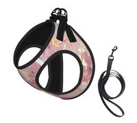 Pink Marble Texture Print Pet Leash Vest Soft Adjustable Step In Puppy Vest Outdoor Walking With Leash